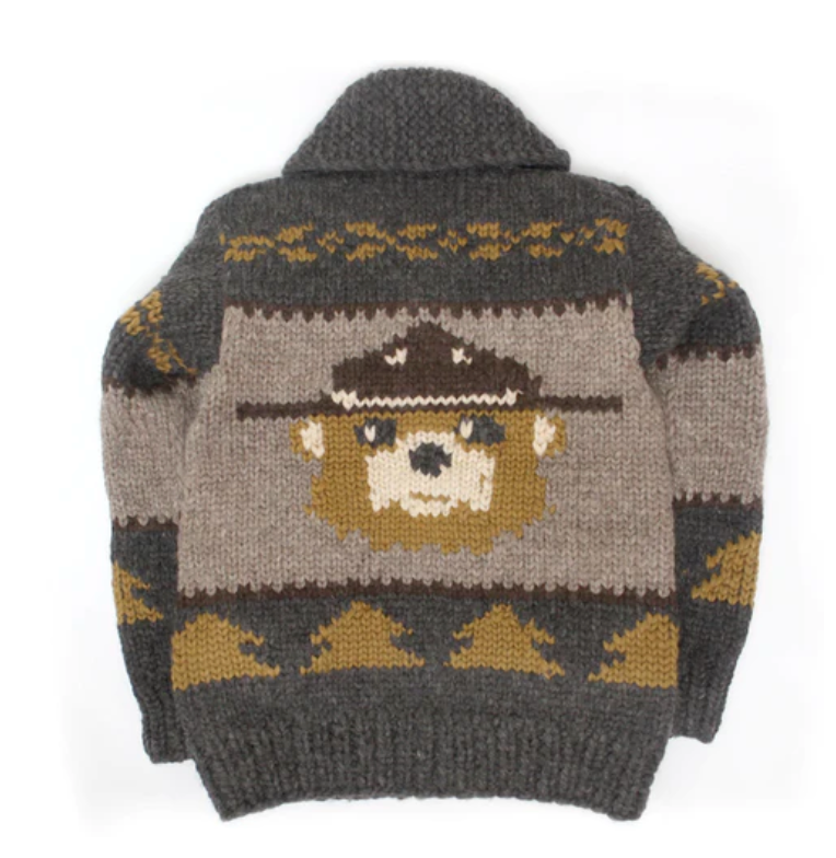 Campfire Bear Cardigan in Charcoal