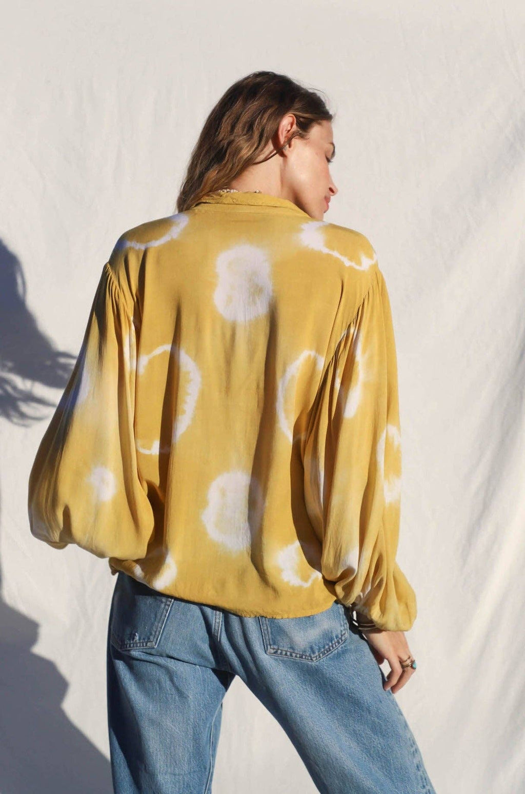 Tie Dye Esme Button Down: Rio Whiskey Geo Tie Dye