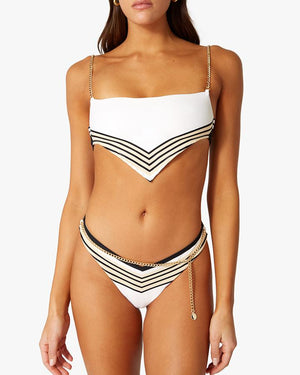 Belted Delilah Bikini Bottom in Pearl Multi Stripes
