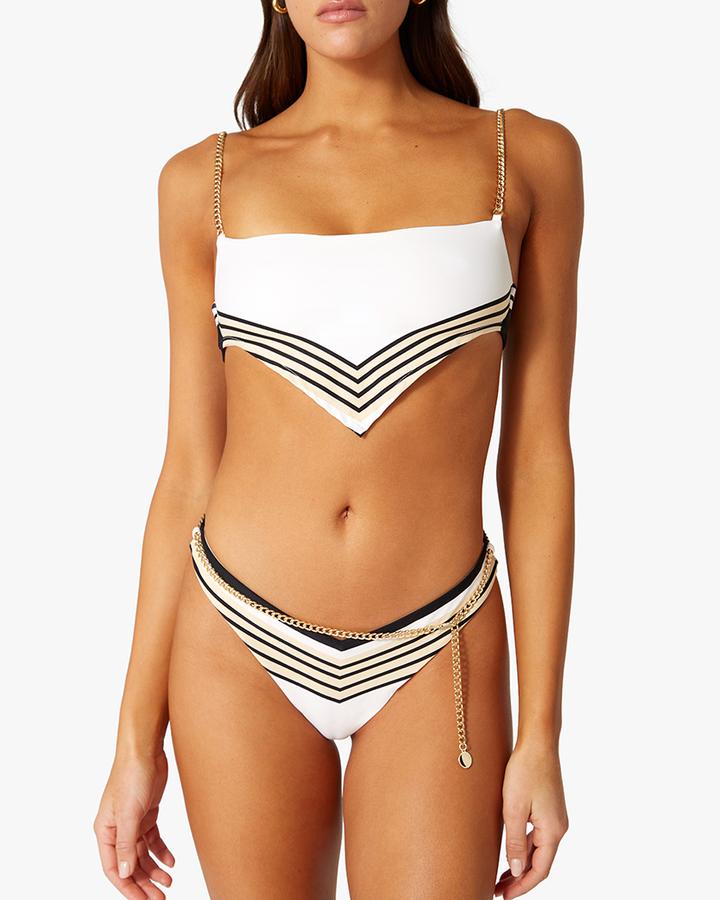 Bandana Bikini Top in Pearl Multi Stripes