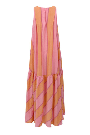 Crewneck Maxi Dress in Pink Combo