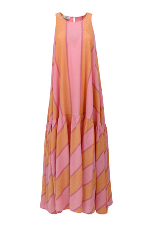 Crewneck Maxi Dress in Pink Combo