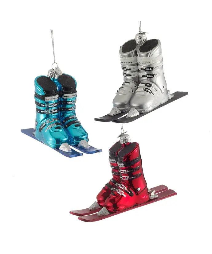 6" Noble Gems Ski Boots with Skis Ornament