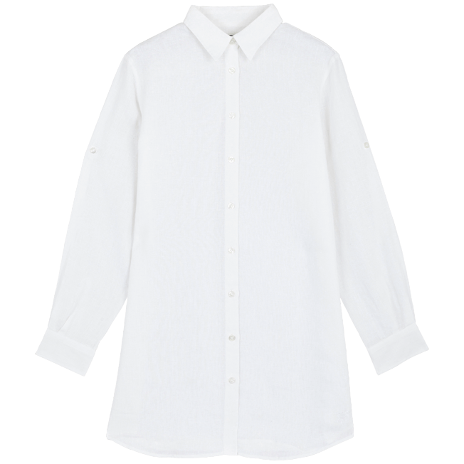 Long Linen Shirt in White
