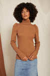 Puff Sleeve Turtleneck in Sepia