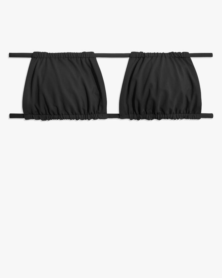 Ruched Bandeau Bikini Top in Black