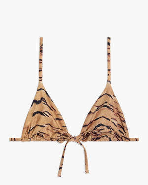 Triangle Bikini Top in Tan Tiger Print