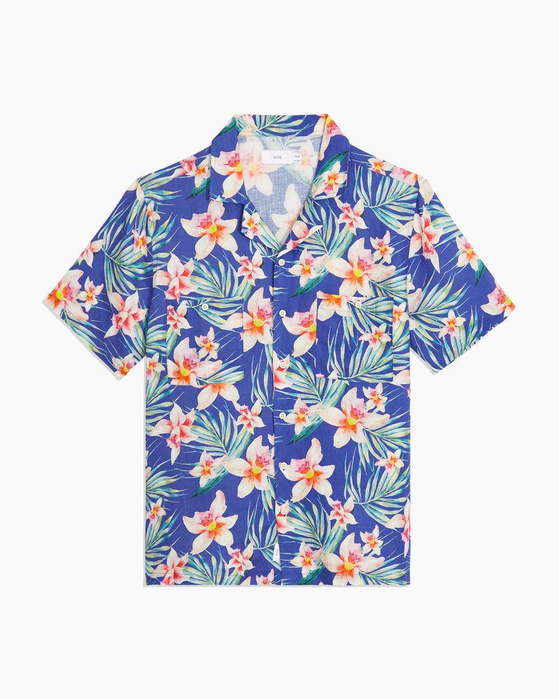 Vacation Bold Floral Shirt in Surf Blue