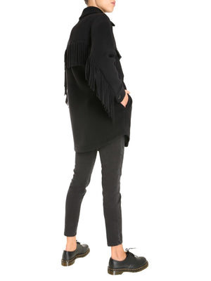 Alaskan Overshirt with Fringes in Black