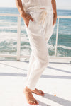 Gustavia Driving Lightweight Gauze Pant in White