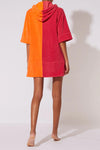 The Zip Hoodie Dress in Tangerine and Strawberry