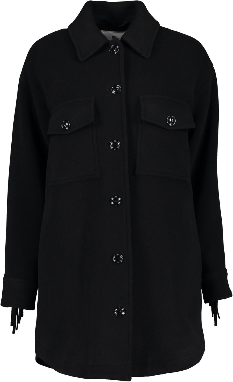 Alaskan Overshirt with Fringes in Black